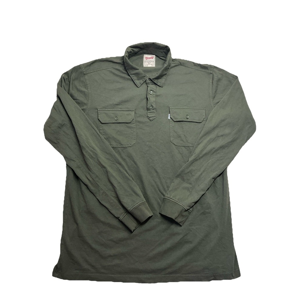 Levi's‎ Men's Green Long Sleeve Pullover Polo Shirt Size XL